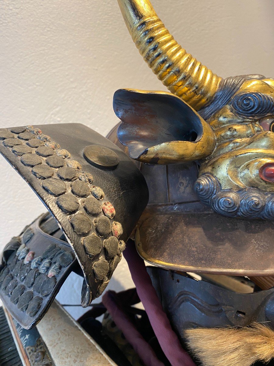 18 Eme Century Samurai Gray Yoroi Armor With Kabuto And Maedate Oni-photo-6