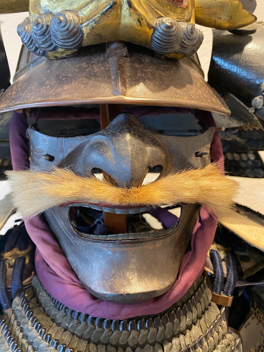 18 Eme Century Samurai Gray Yoroi Armor With Kabuto And Maedate Oni-photo-7