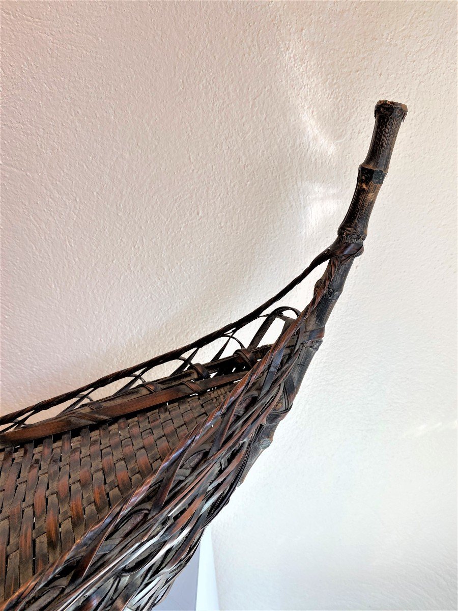 Japanese Basket In The Shape Of A Boat For Ikebana End XIX Eme Century-photo-4