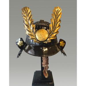 Casque De Samouraï , Kabuto Période Edo 32 Lamelles En Fer Laqué