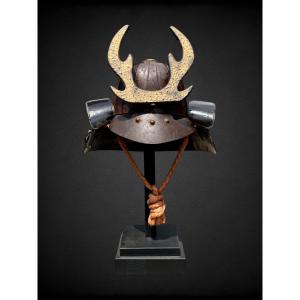 16-slat Wrought Iron Samurai Kabuto - Edo Period (1603-1868).