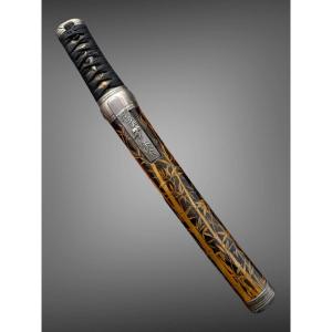  Tanto de samuraï, monture en argent et soya laquée - Période Edo (1603-1868).