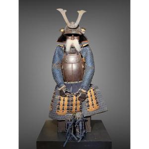 Armure complète de Samuraï du clan Ikeda, Kabuto signé - Milieu Edo (1603-1868).