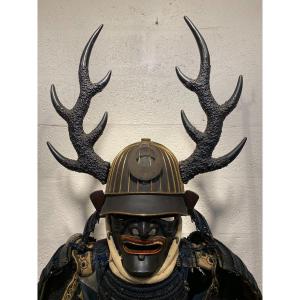 Yoroi Blue Samurai Armor 18 Eme Century With Kabuto Aet Wakidate