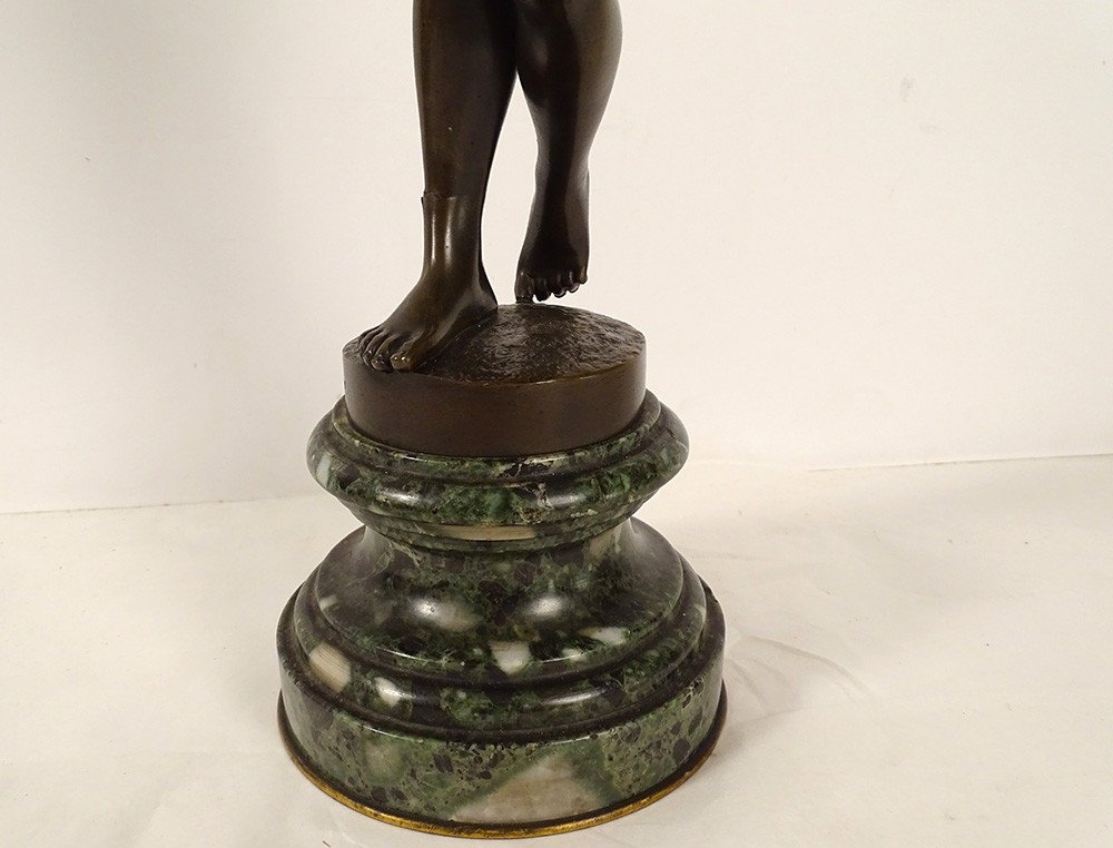 Sculpture Bronze Femme Nue Eve Serpent Jardin Eden Van Den Bossche XIXème-photo-3