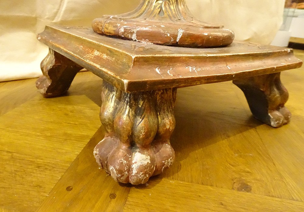 Grand Vase Décoratif Directoire Bois Polychrome Doré Amphore Fin XVIIIème-photo-8