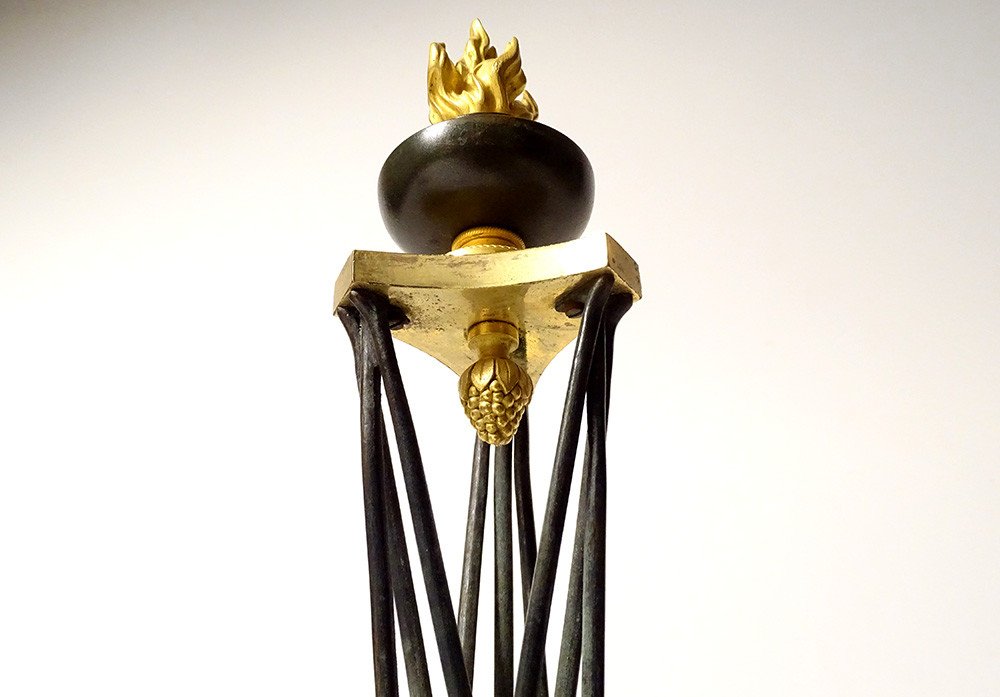 Paire Cassolettes Athéniennes Bronze Marbre Pot à Feu Ier Empire XIXème-photo-6