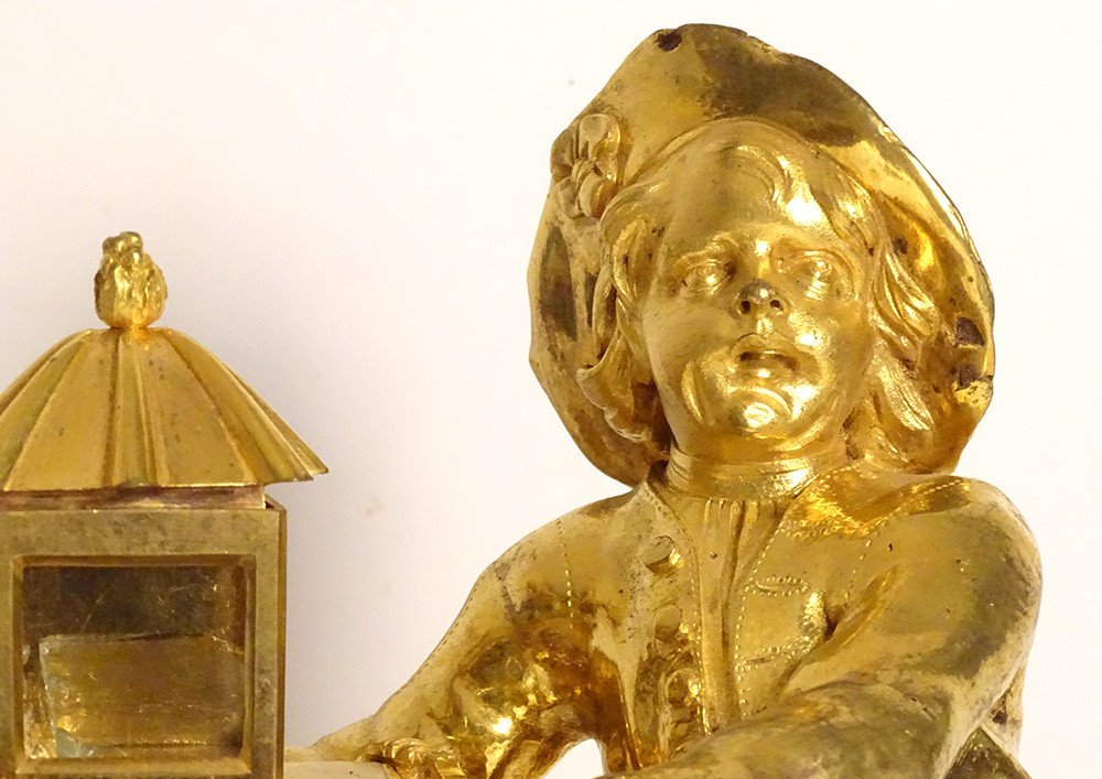 Pendulum Louis XVI Magic Lantern Children Gilt Bronze Marble Roque XVIIIè-photo-4