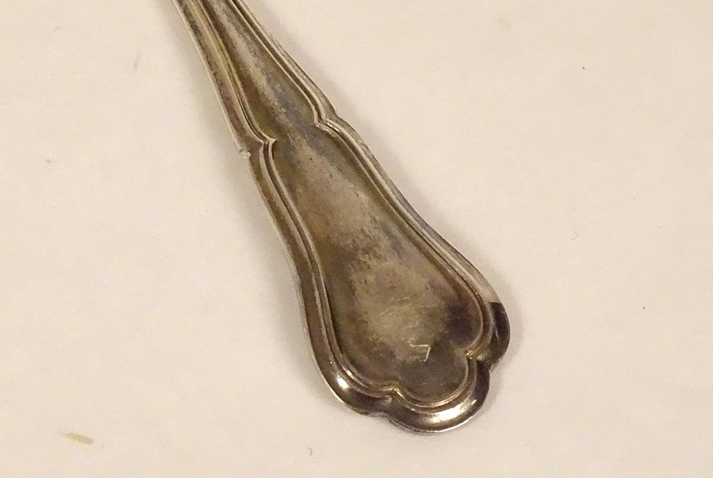 12 Sterling Silver Coffee Spoons Minerva Goldsmith Queille Aucoc 303gr XIXth-photo-1
