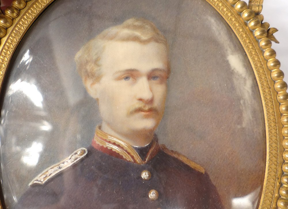 Thumbnail Attr. Lallemand Oval Portrait Young Man Nineteenth Officer-photo-4