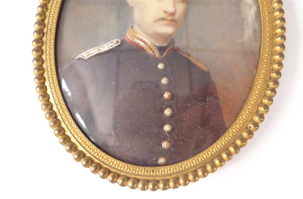 Thumbnail Attr. Lallemand Oval Portrait Young Man Nineteenth Officer-photo-2