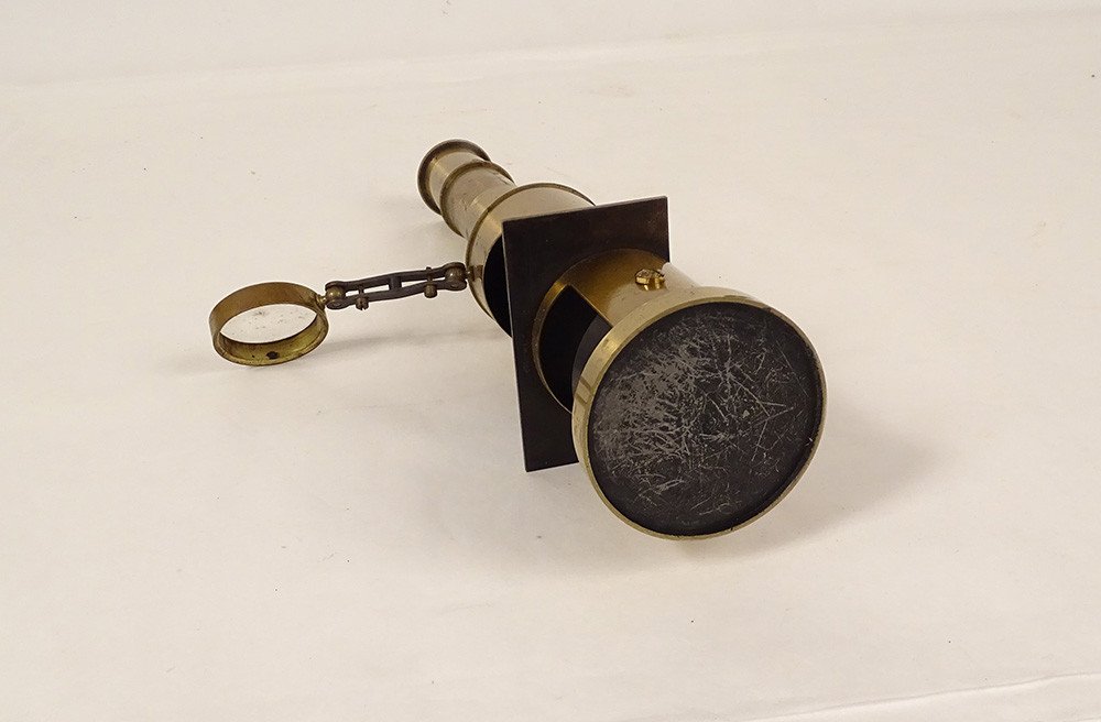 Microscope Old Optical Instrument Mahogany Box Golden Brass XIXth Century-photo-4