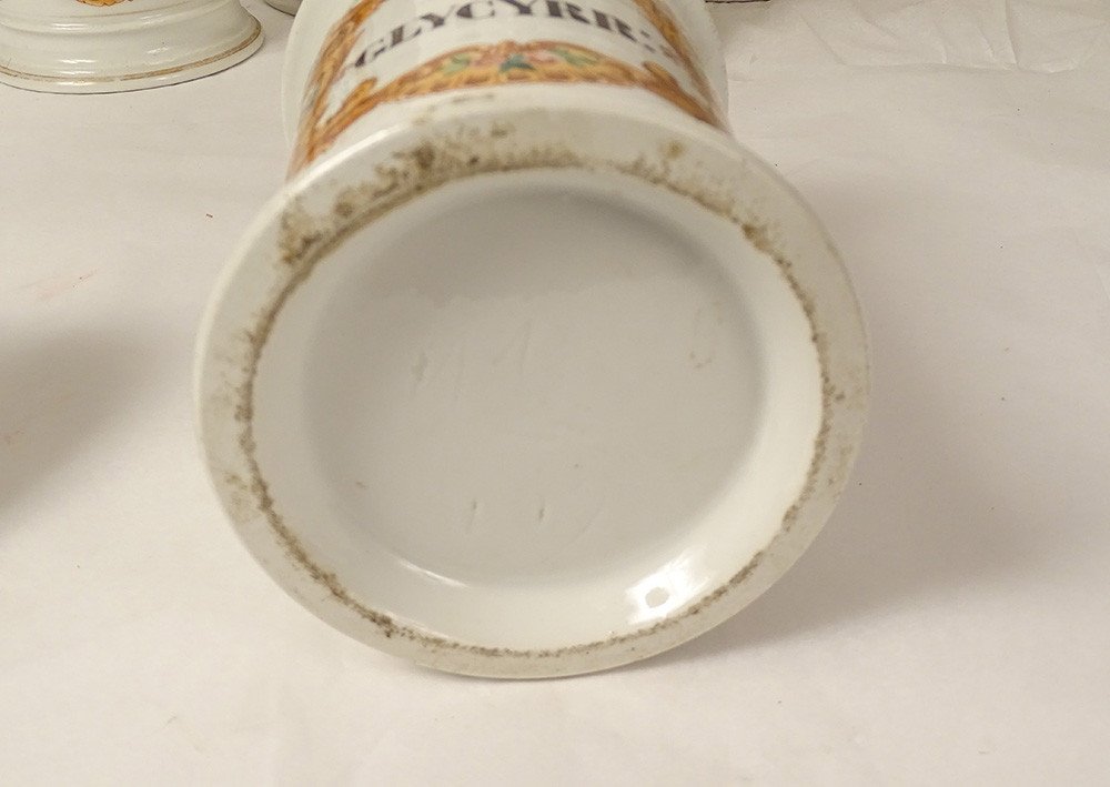 8 Paris Porcelain Apothecary Pharmacy Jars Nineteenth Jalap Flower Cup-photo-3