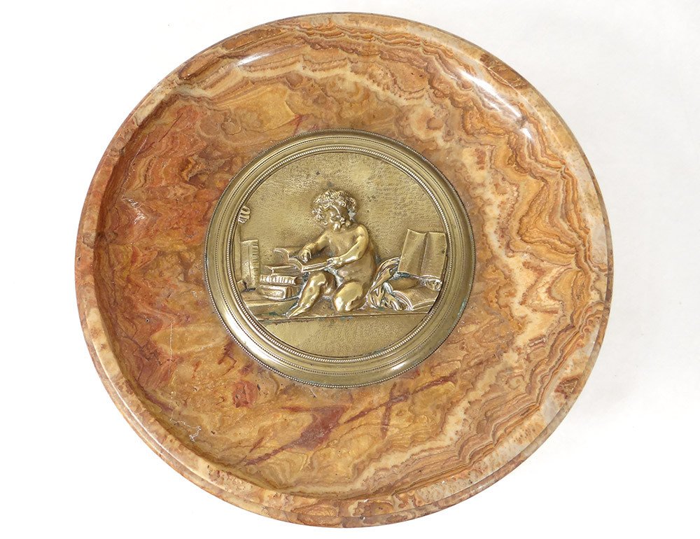 Decorative Cup Marble Gilt Bronze Cherub Putti Books Napoleon III Nineteenth-photo-3