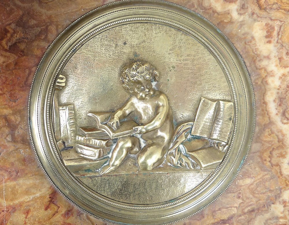 Decorative Cup Marble Gilt Bronze Cherub Putti Books Napoleon III Nineteenth-photo-4