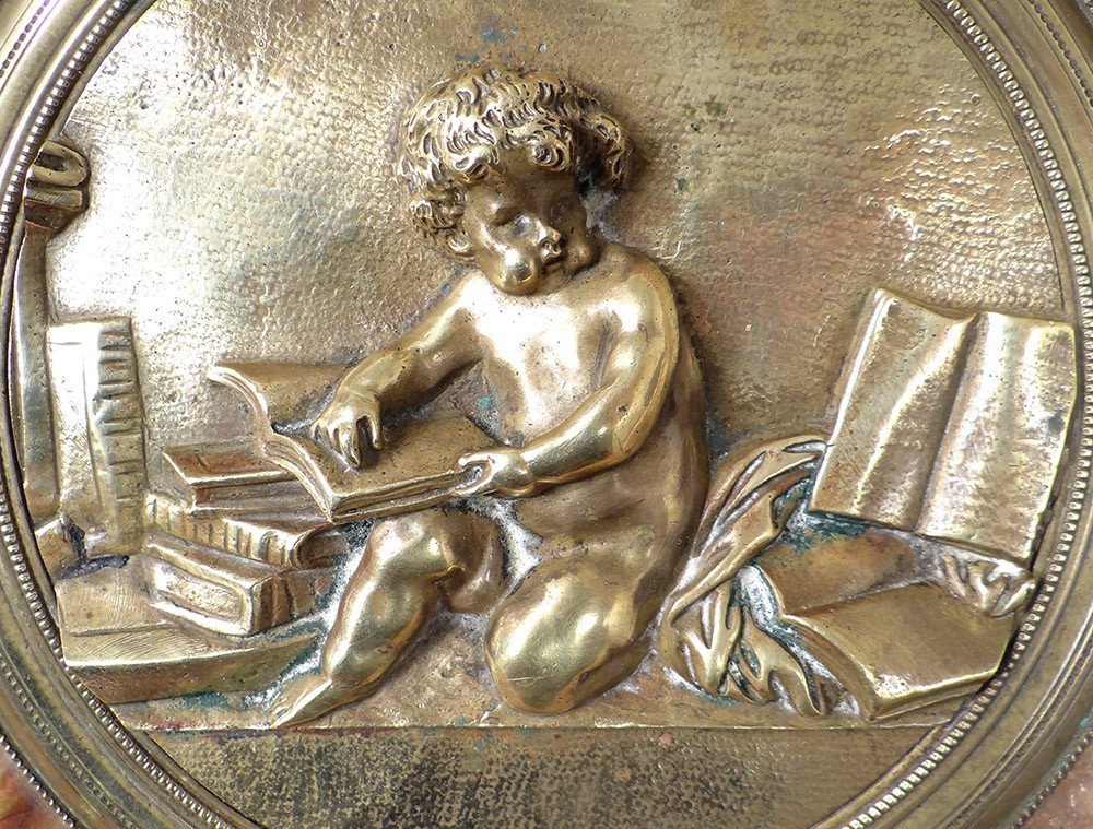 Decorative Cup Marble Gilt Bronze Cherub Putti Books Napoleon III Nineteenth-photo-1