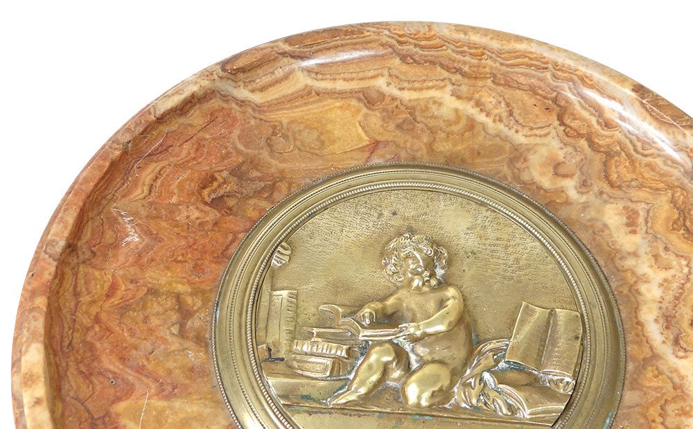 Decorative Cup Marble Gilt Bronze Cherub Putti Books Napoleon III Nineteenth-photo-2