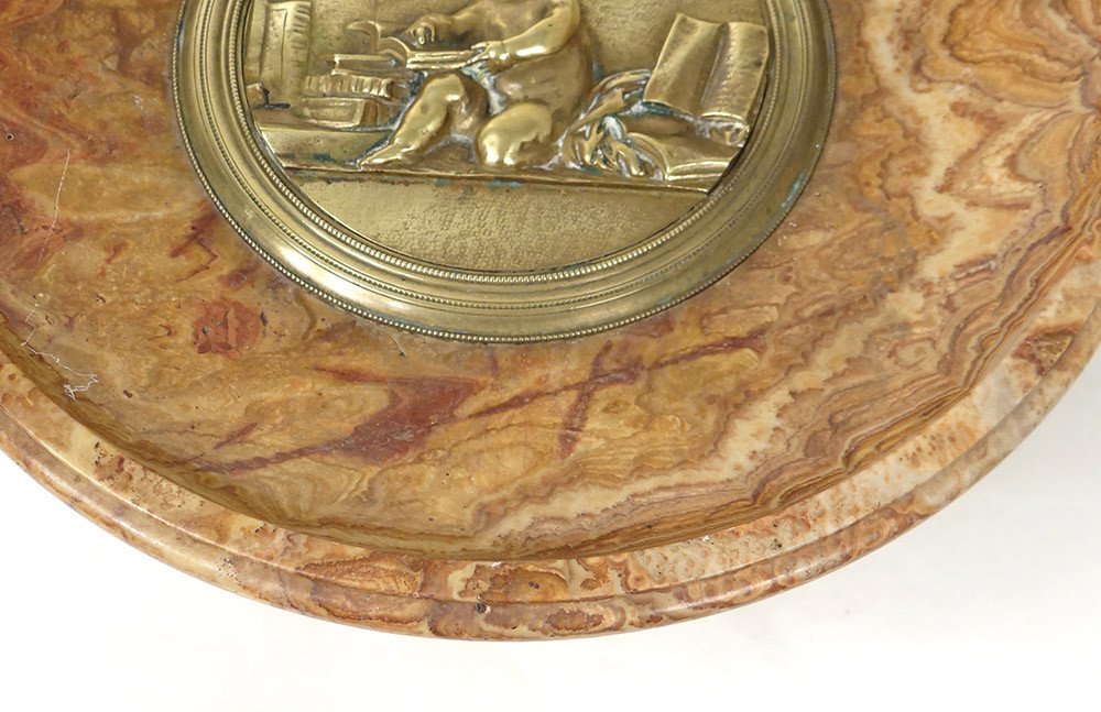 Decorative Cup Marble Gilt Bronze Cherub Putti Books Napoleon III Nineteenth-photo-3