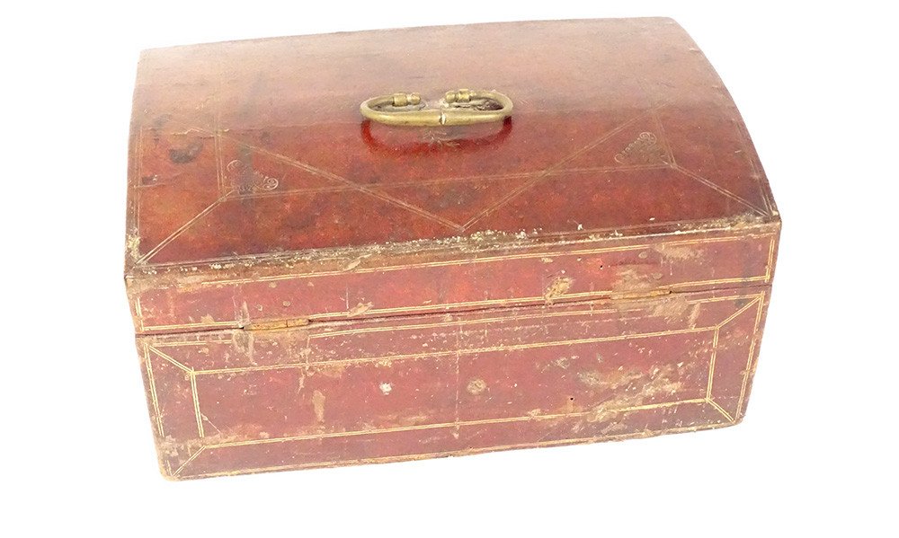 Messenger Box In Gilded Leather And Gilded Brass, Late 17th Century-photo-4