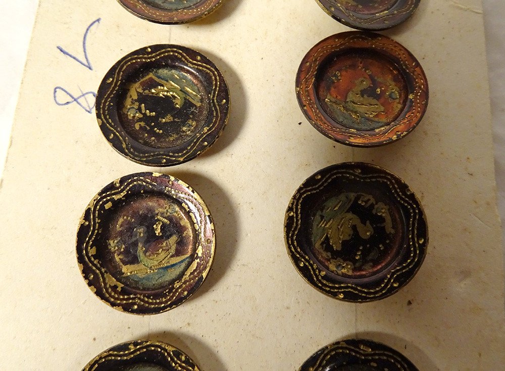 18 Venerie Hunting Buttons Enamelled Metal Golden Duck Eighteenth Collection-photo-2