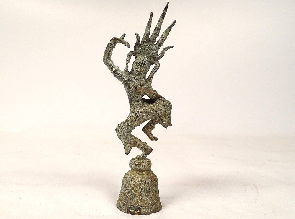 Clochette Bouddhiste Bronze Danseuse Apsara Khmer Cambodge Thaïlande XIXème-photo-2