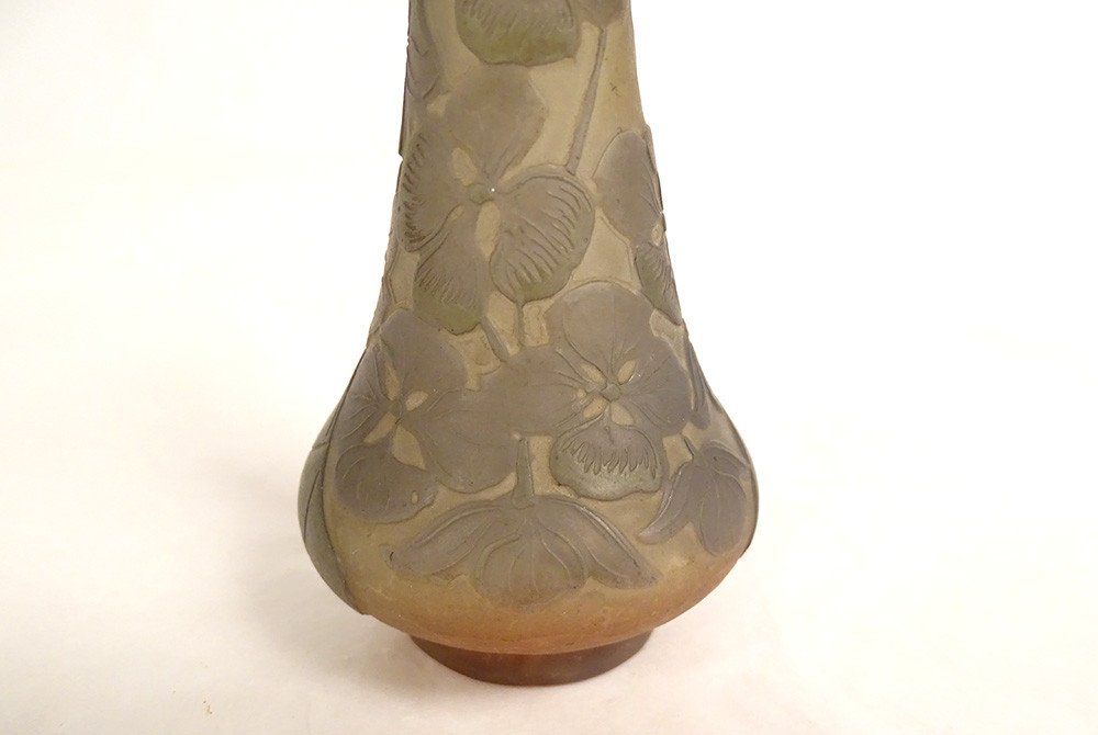 Petit Vase Pâte de Verre Emile Gallé Fleurs Abutilons Art Nouveau XIXème-photo-2
