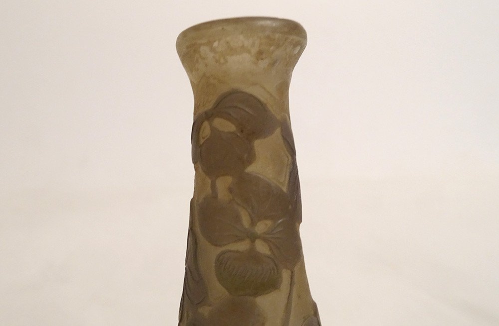Petit Vase Pâte de Verre Emile Gallé Fleurs Abutilons Art Nouveau XIXème-photo-3