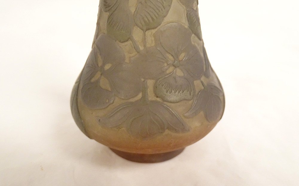 Petit Vase Pâte de Verre Emile Gallé Fleurs Abutilons Art Nouveau XIXème-photo-4