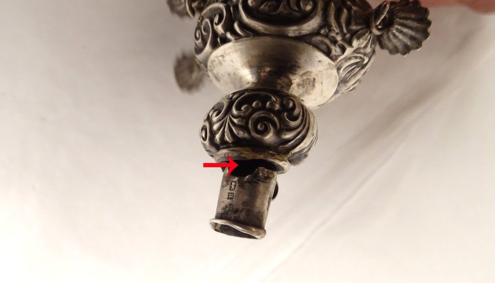 Rattle Whistle Sterling Silver English Birmingham Nacre Ring Late Nineteenth Twentieth-photo-4