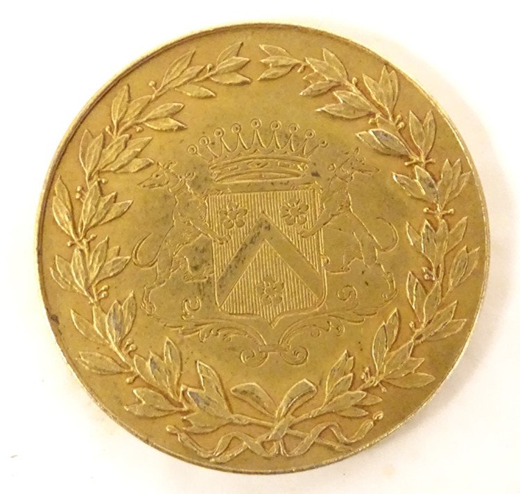Médaille de Mariage Argent Vermeillé Armoiries Blason de Saint-Pierre XXè