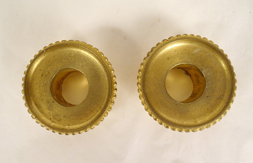 Pair Candlesticks Candlesticks Louis XVI Gilt Bronze Garlands Pearls XVIIIth-photo-7
