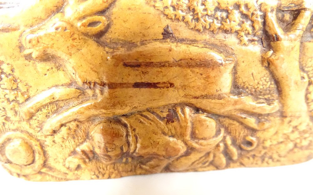 Snuffbox Wooden Box Erotic Scene Zoophile Deer Forest Nineteenth Character-photo-4