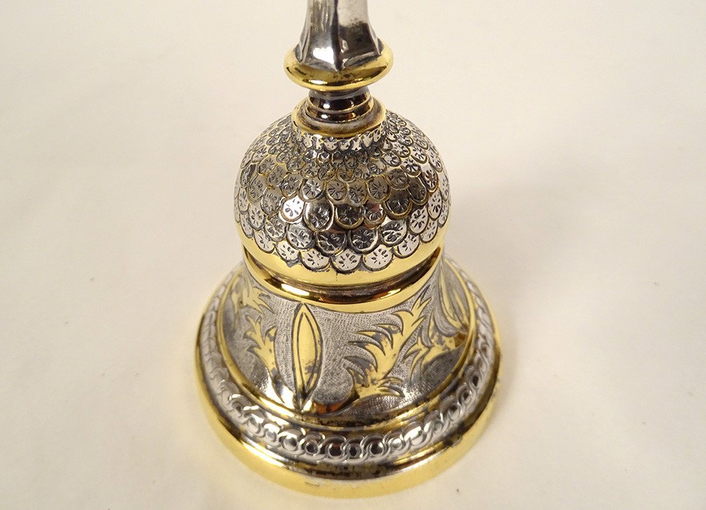 Cloche Clochette de Table Argent Vermeil Mexique Orfève Tane 146,37gr XXè-photo-3