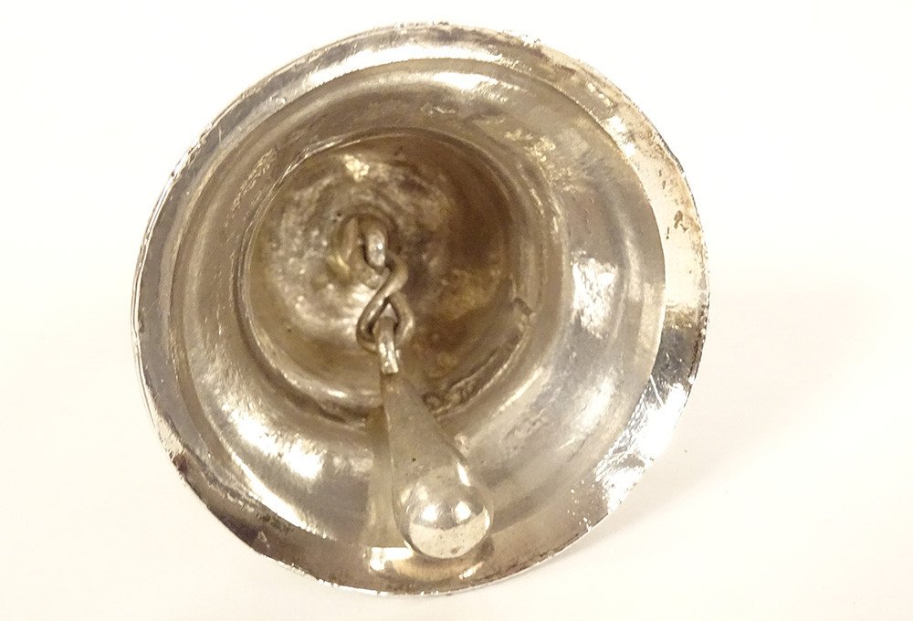 Cloche Clochette de Table Argent Massif Minerve Feuillage 118,61gr XIXème-photo-2