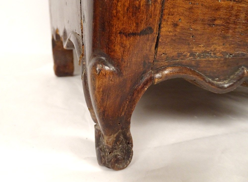 Small Louis XV Chest Of Drawers Walnut Sculpted Miniature Eighteenth Century-photo-4