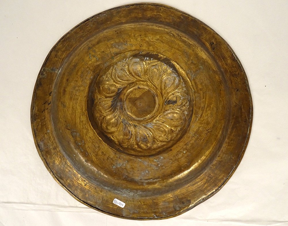 Plat de Quête à Offrandes Laiton Gothique Rosace Nuremberg Allemagne XVIIè-photo-6