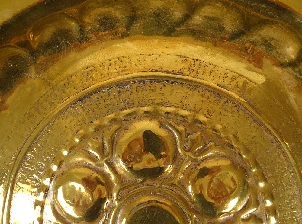 Plat de Quête à Offrandes Laiton Gothique Allemagne Nuremberg XVIè Siècle-photo-3