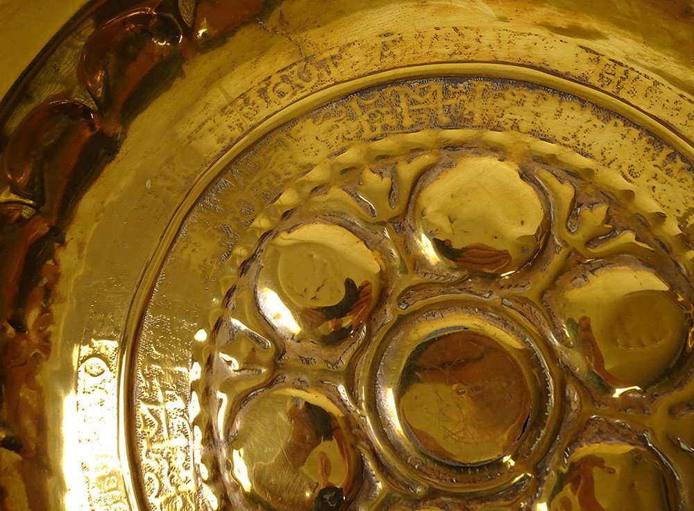 Plat de Quête à Offrandes Laiton Gothique Allemagne Nuremberg XVIè Siècle-photo-4
