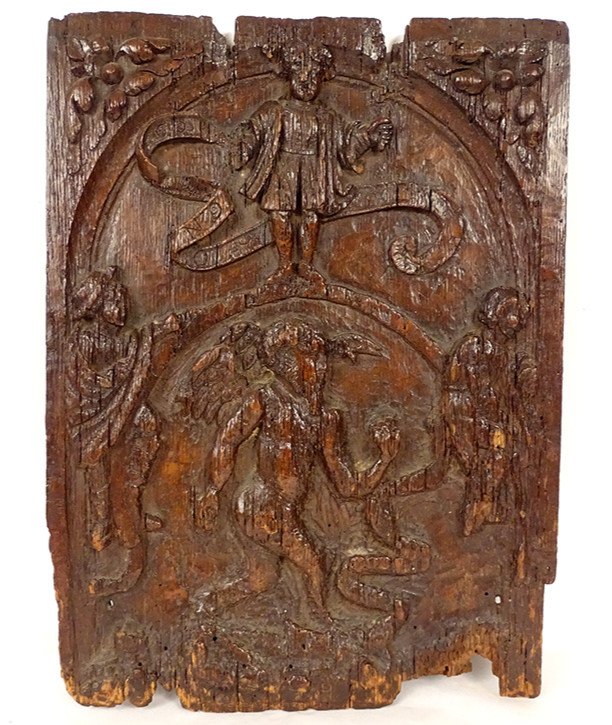 Haute Epoque Oak Panel Carved Character Martyr St Lazare XVIth XVIIth