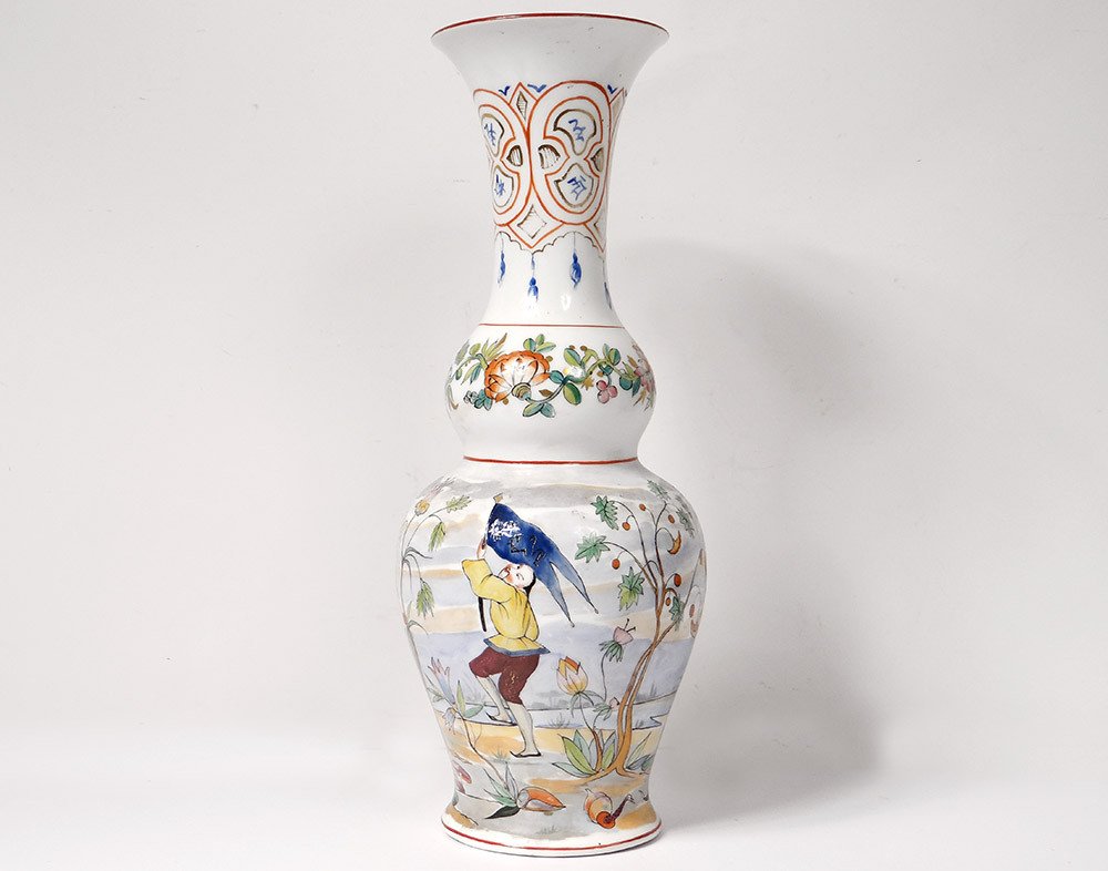 Bayeux Porcelain Baluster Vase Decorated With Chinese Characters And Phoenix 19th Century-photo-4
