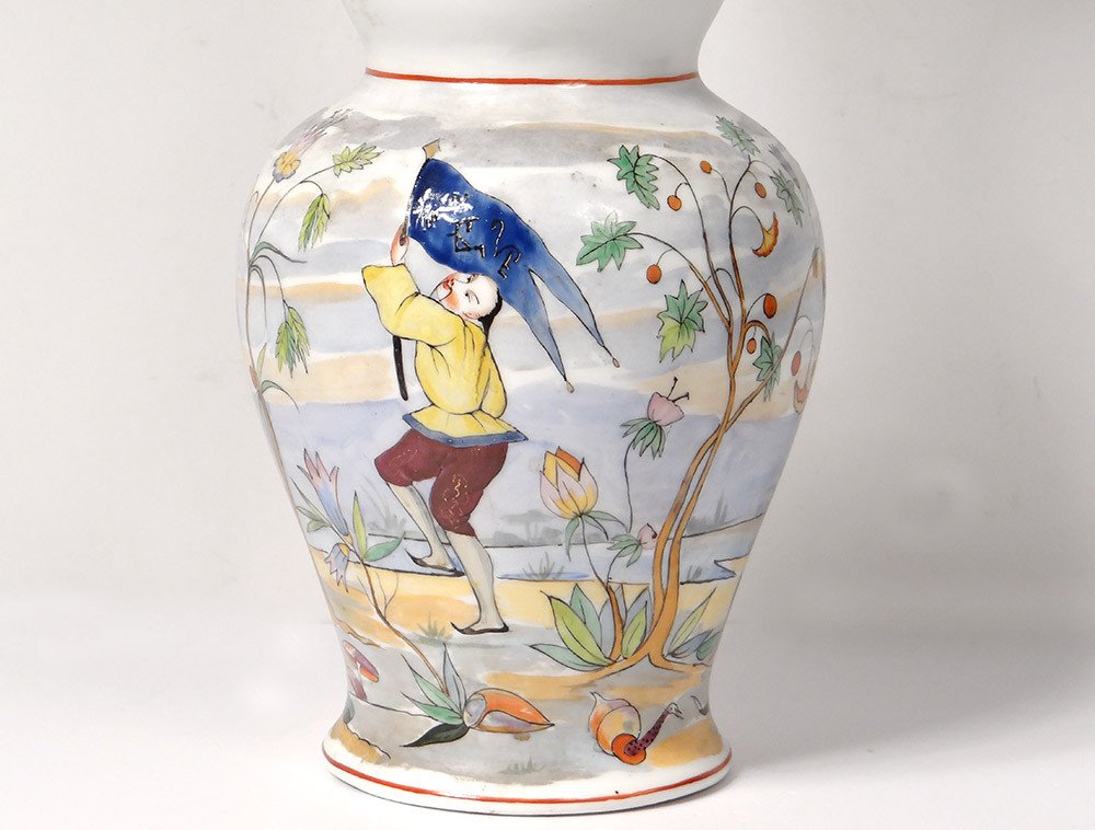 Bayeux Porcelain Baluster Vase Decorated With Chinese Characters And Phoenix 19th Century-photo-5