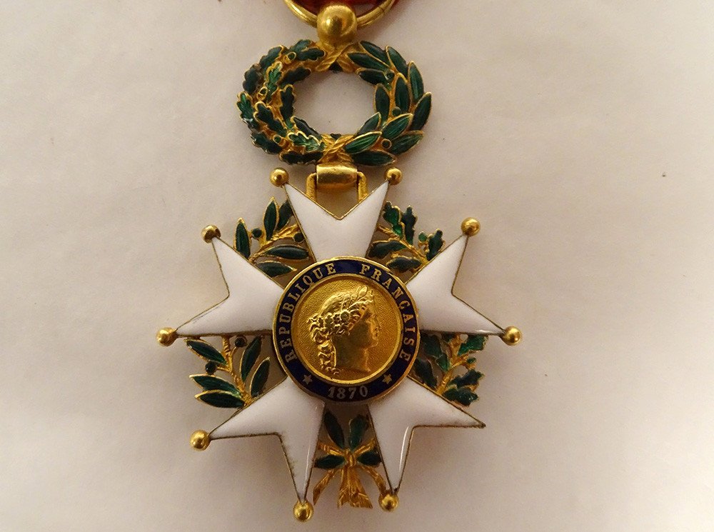Médaille Légion d'Honneur Or Massif émaux République 1870 Honneur Patrie-photo-2