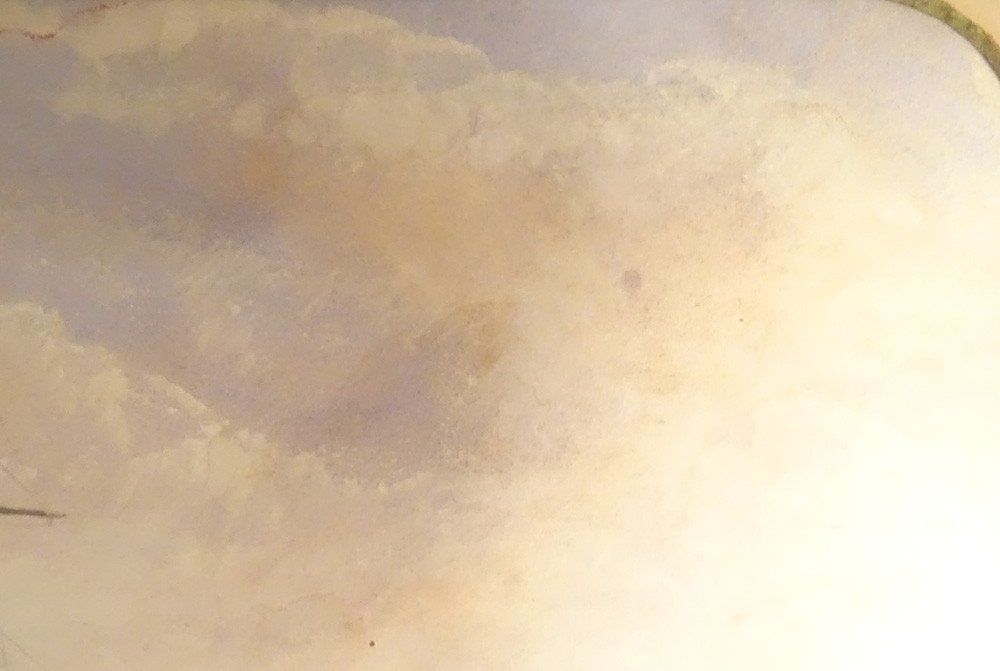 Aquarelle Marine Bateau Navire Trois-mâts Cadre Doré Anglais XIXème Siècle-photo-4