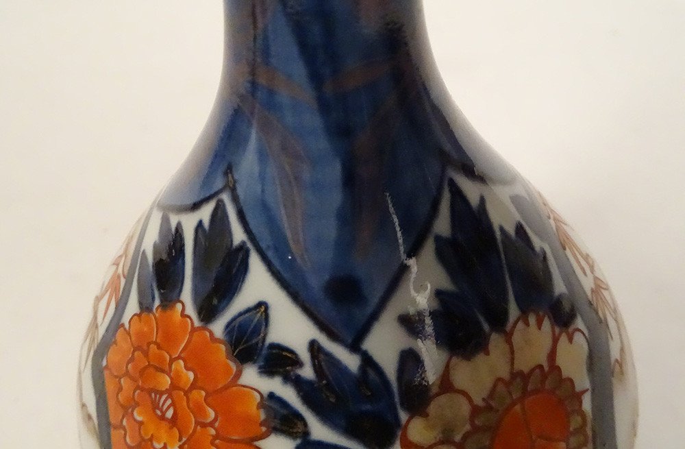 Vase Soliflore Porcelaine Japonaise Imari Jardin Bambou Signé Japon XVIIIè-photo-3
