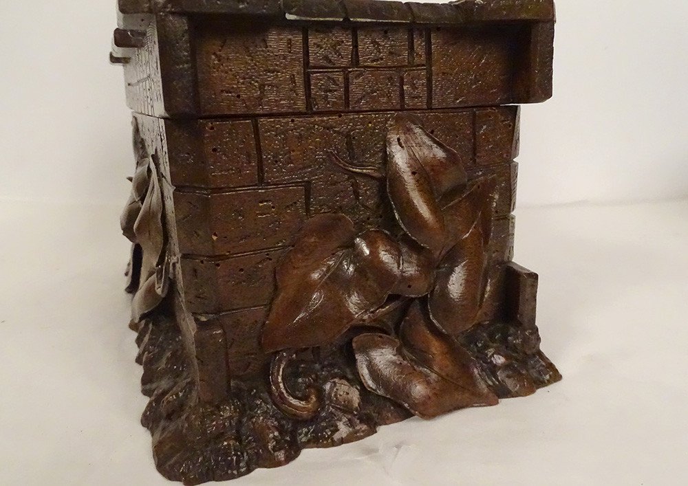 Boîte Coffret Cave à Cigares Bois Sculpté Black Forest Oiseau XIXème Siècle-photo-1