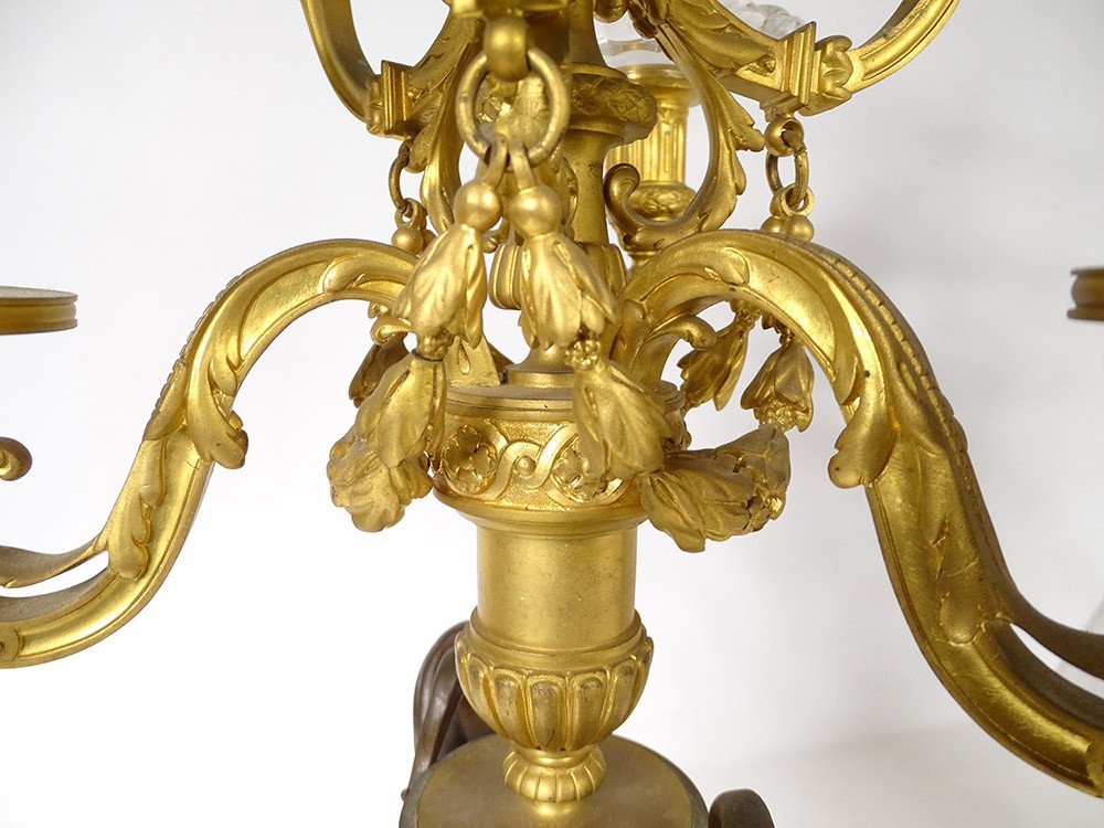 Pair Of Large Candelabra With 7 Bronze Lights Signed Barbedienne, Napoleon III 19th Century-photo-6