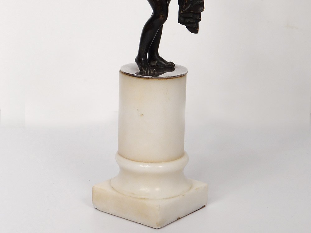 Paire Candélabres 2 Feux Bronze Marbre Carrare Femmes Antiques Aigle XVIIIè-photo-4