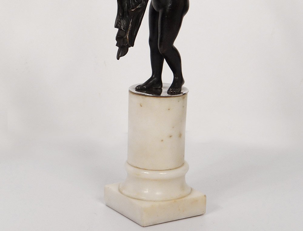 Paire Candélabres 2 Feux Bronze Marbre Carrare Femmes Antiques Aigle XVIIIè-photo-3
