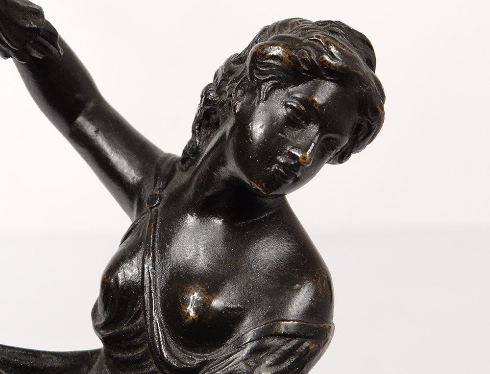 Paire Candélabres 2 Feux Bronze Marbre Carrare Femmes Antiques Aigle XVIIIè-photo-6