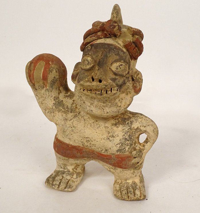 Statuette Anthropomorphe Précolombienne Joueur Pelote Jalisco Mexique Terre